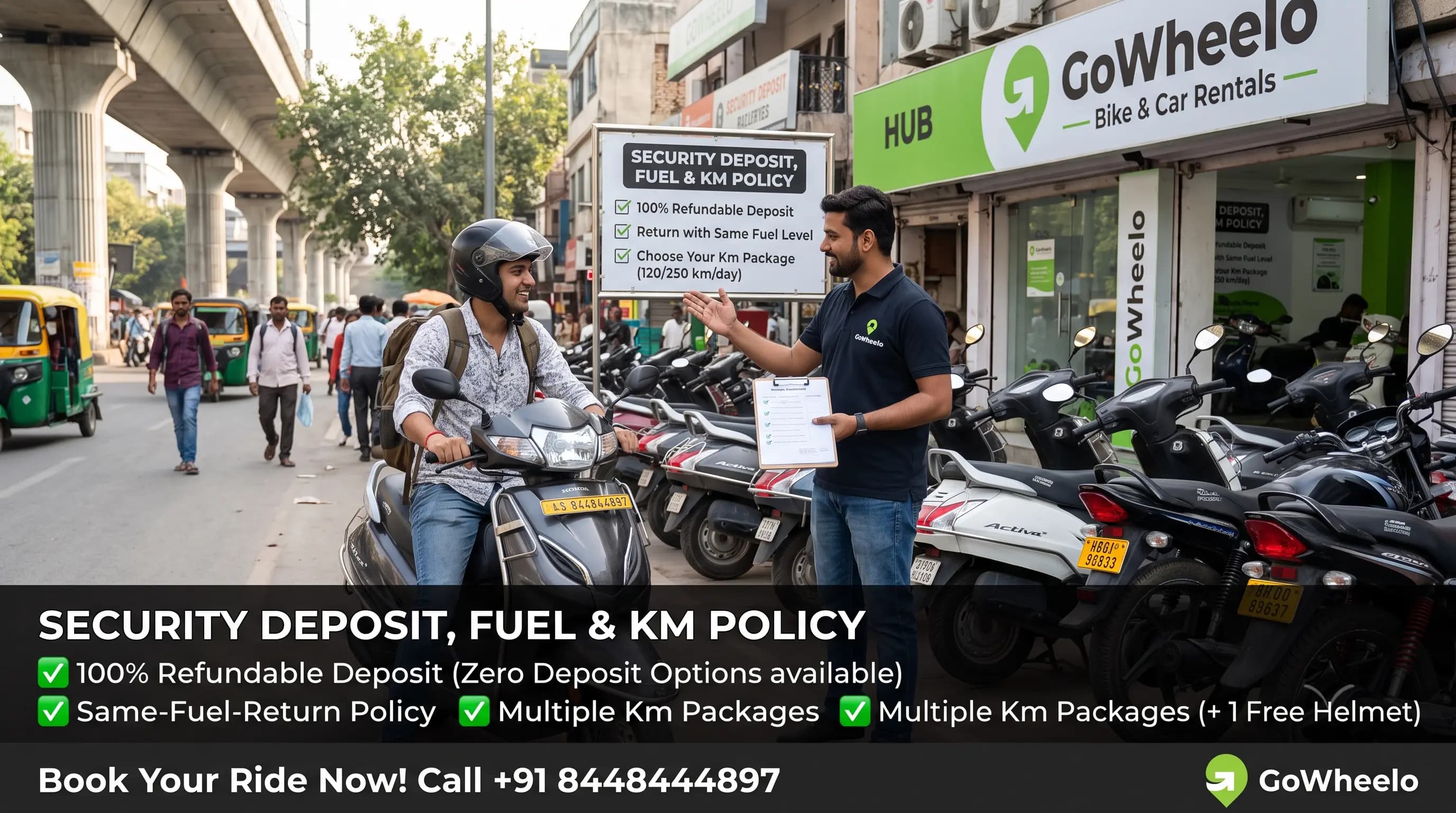 Bike Rental Deposit, Fuel and Km Limit Policy | GoWheelo